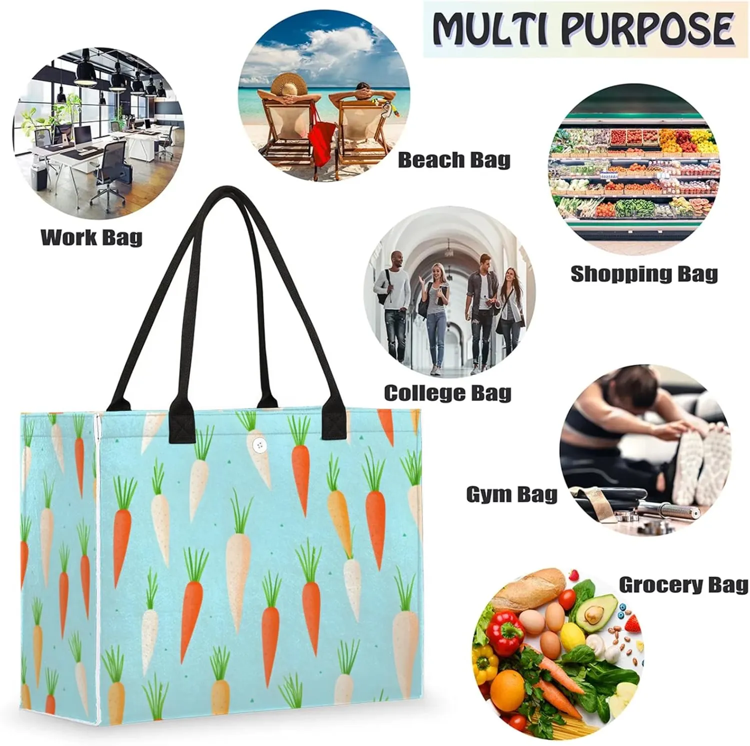 Tote Bag for Women Reusable Canvas Shoulder Bag