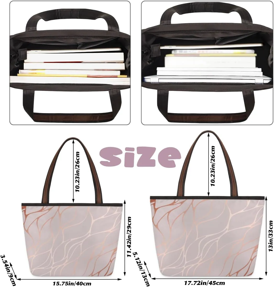 Tote Bag for Women with Zipper Large Capacity Top Handle Casual Shoulder Bag Handbag Reusable Shopping
