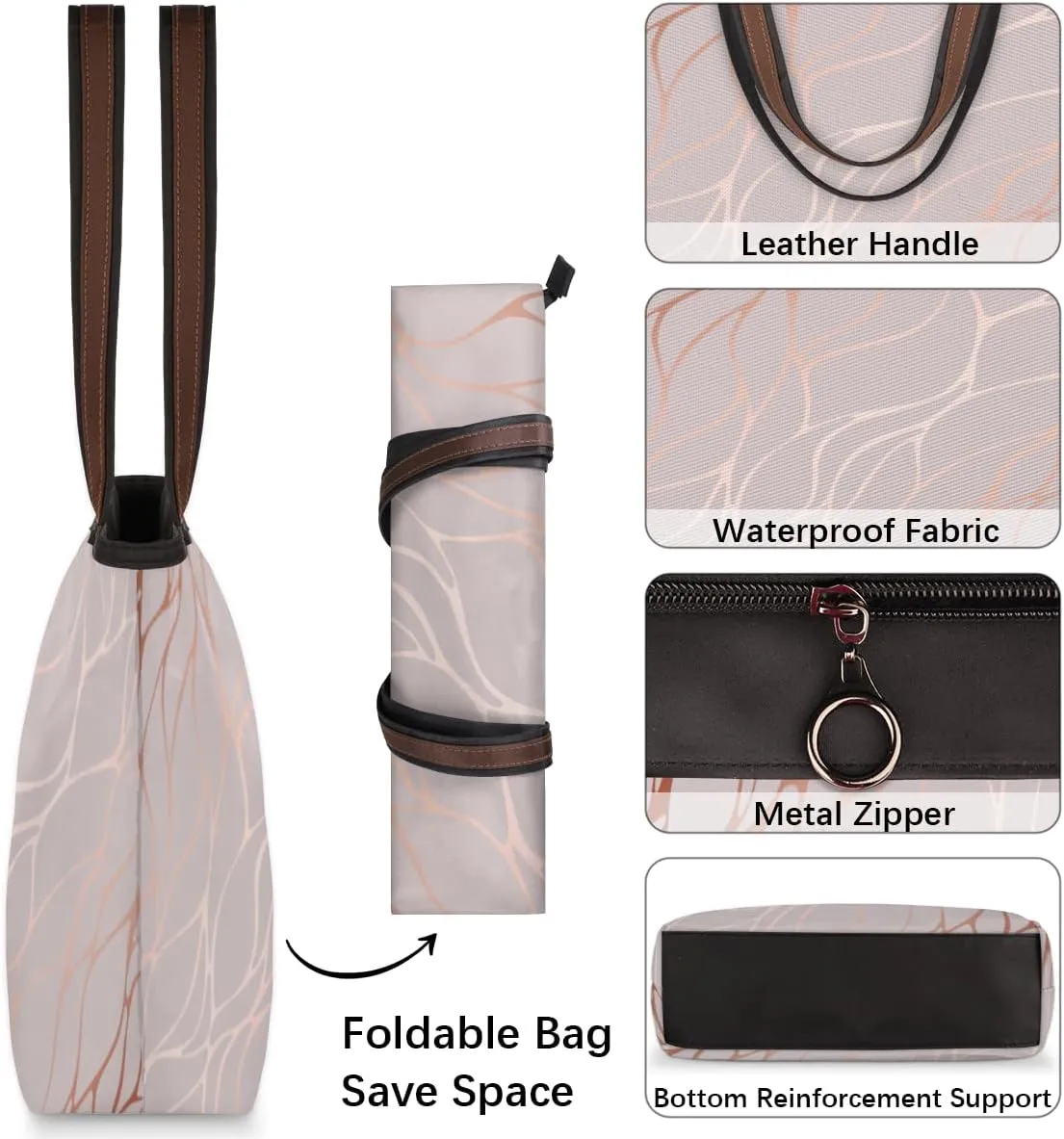 Tote Bag for Women with Zipper Large Capacity Top Handle Casual Shoulder Bag Handbag Reusable Shopping