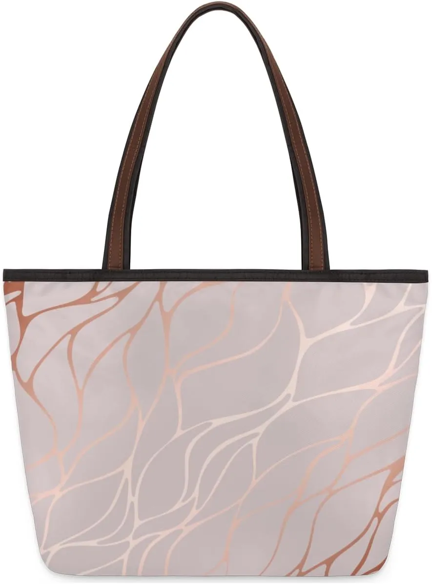 Tote Bag for Women with Zipper Large Capacity Top Handle Casual Shoulder Bag Handbag Reusable Shopping