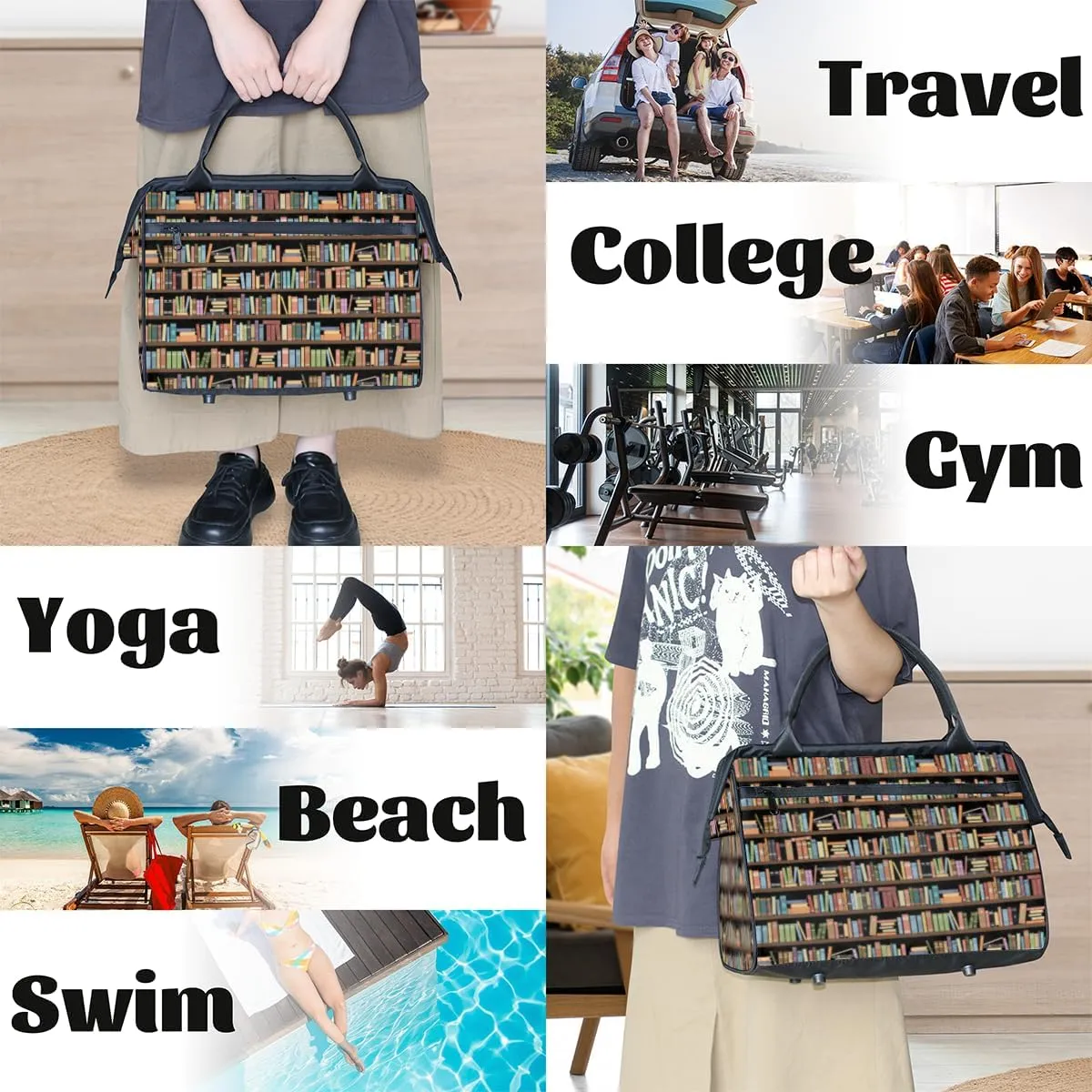 Tote Bag for Women with Zipper, Travel Large Shoulder Bag Handbag for Work, Gym