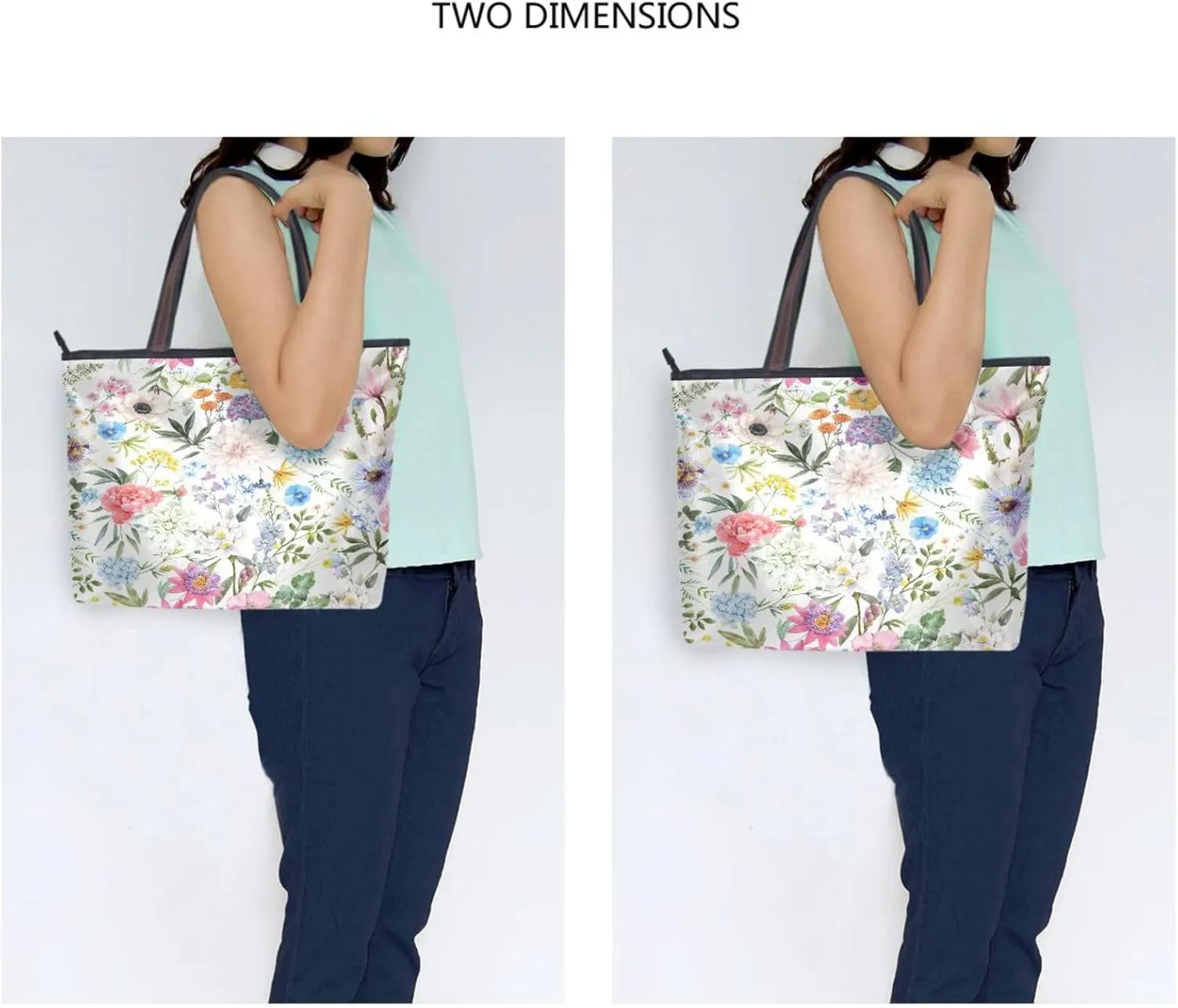 Tote Bag for Women with Zipper,Polyester Tote Purse Holiday Tote Bag Work Handbag Women Gift