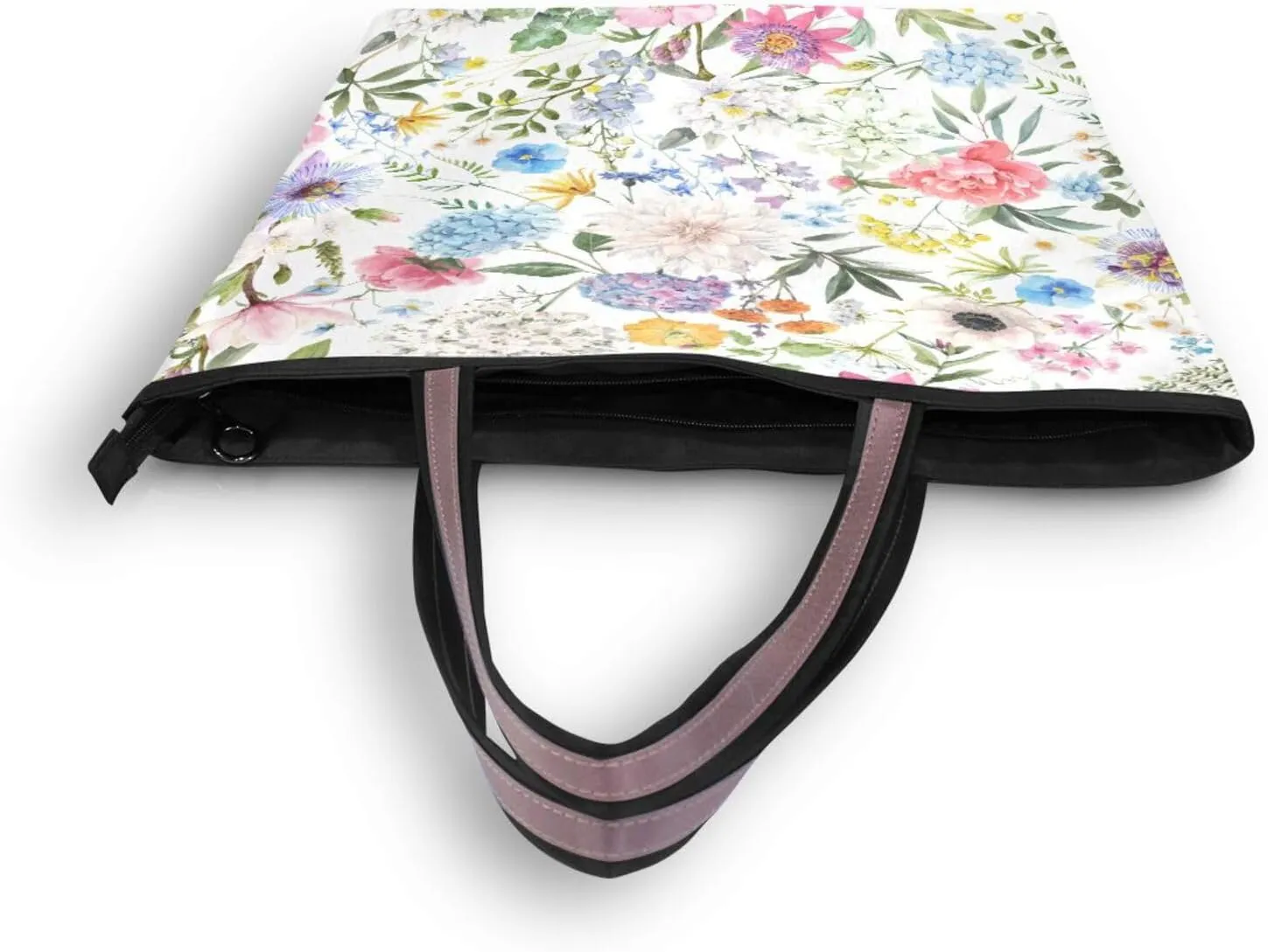 Tote Bag for Women with Zipper,Polyester Tote Purse Holiday Tote Bag Work Handbag Women Gift
