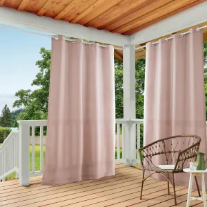 TOWN & COUNTRY BASICS Cabana Solid Heavyweight Indoor Outdoor Curtains, Light Filtering Opacity with Grommet Top, Water Repellent, 2-Pack Set, 54"x108", Blush