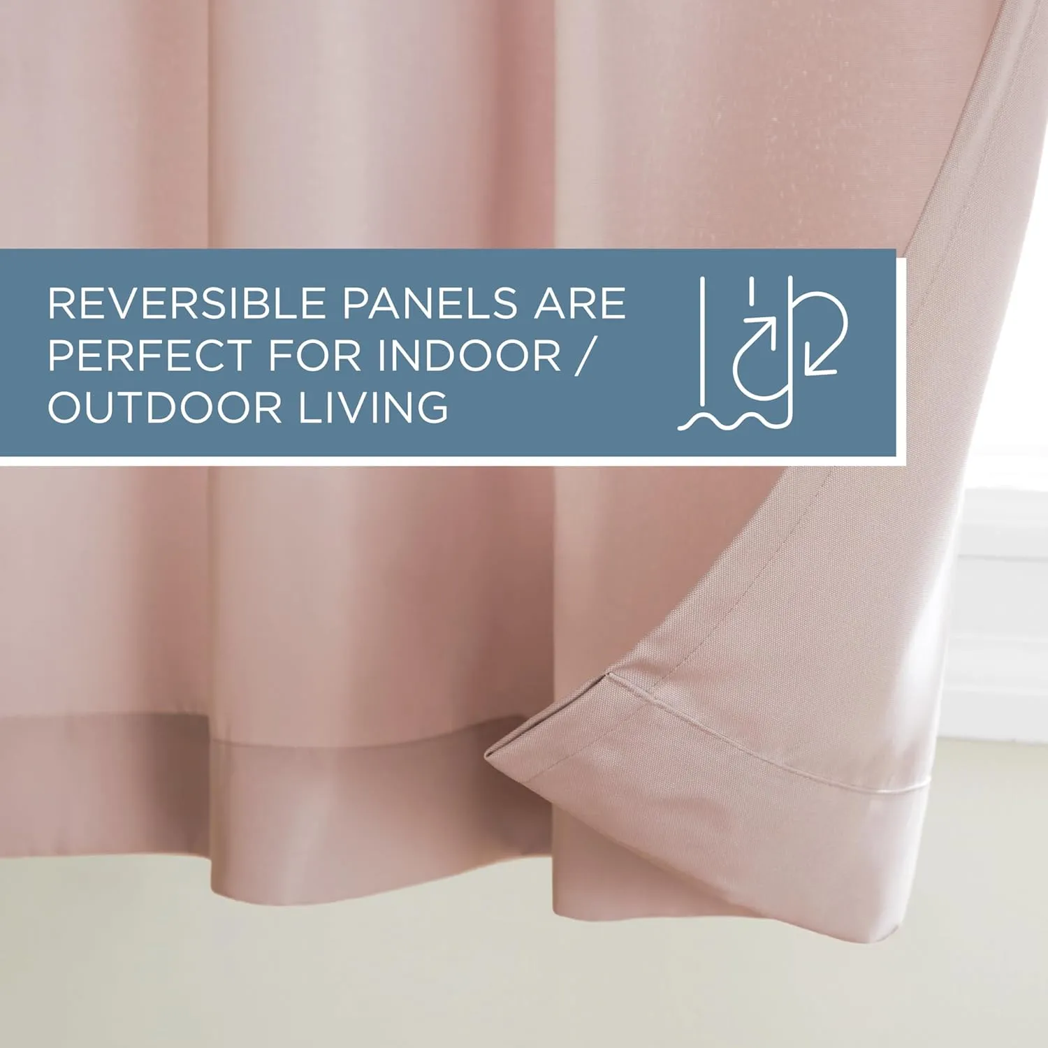 TOWN & COUNTRY BASICS Cabana Solid Heavyweight Indoor Outdoor Curtains, Light Filtering Opacity with Grommet Top, Water Repellent, 2-Pack Set, 54"x108", Blush