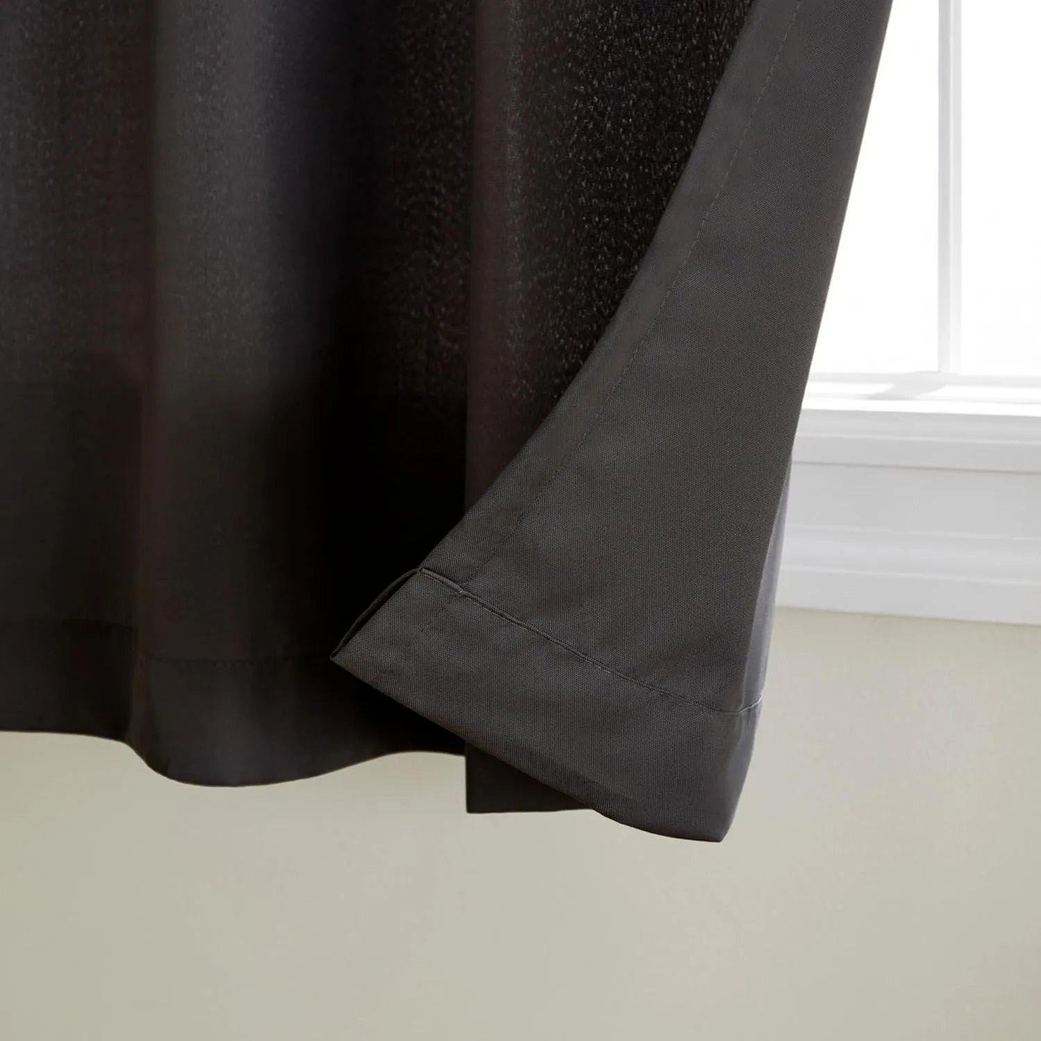 TOWN & COUNTRY BASICS Cabana Solid Heavyweight Indoor Outdoor Curtains, Light Filtering Opacity with Grommet Top, Water Repellent, 2-Pack Set, 54"x84", Black