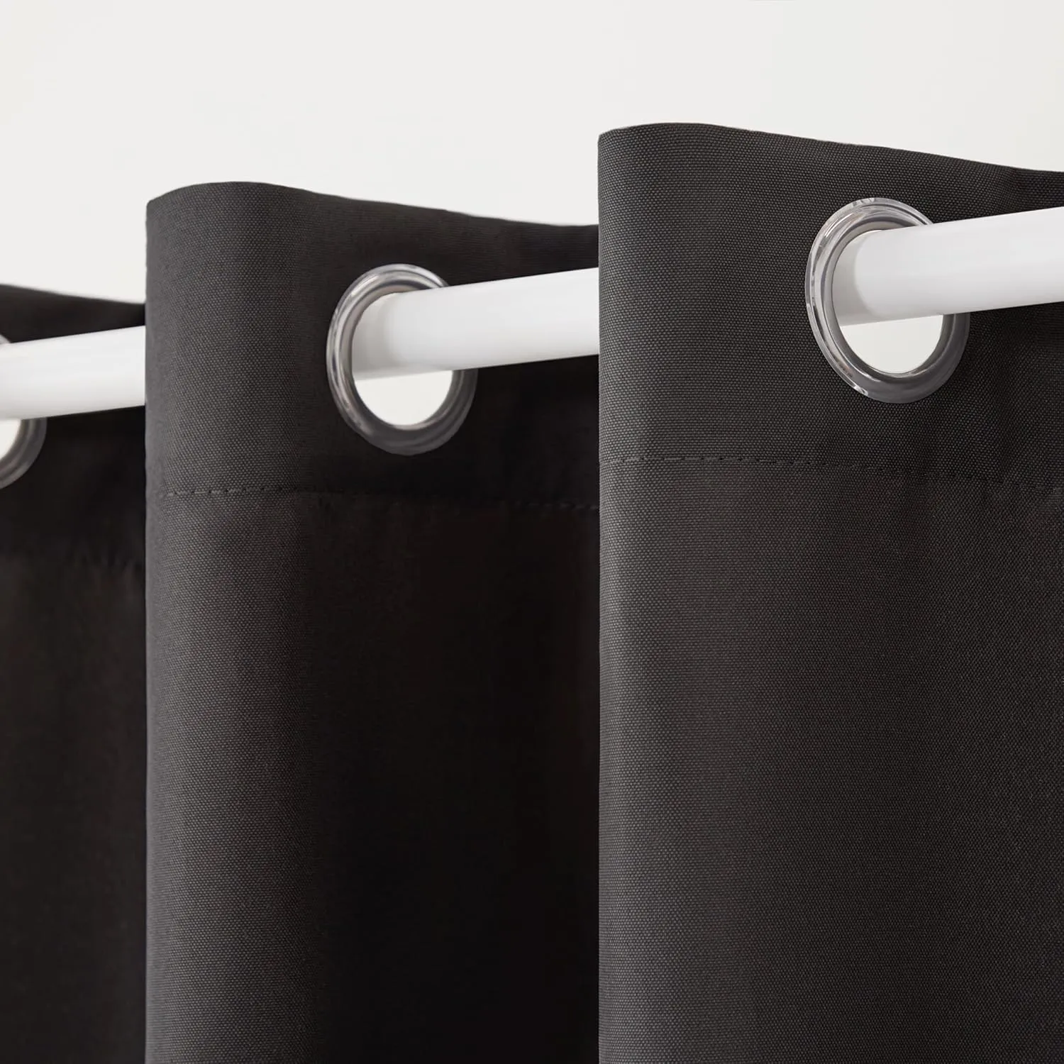TOWN & COUNTRY BASICS Cabana Solid Heavyweight Indoor Outdoor Curtains, Light Filtering Opacity with Grommet Top, Water Repellent, 2-Pack Set, 54"x84", Black