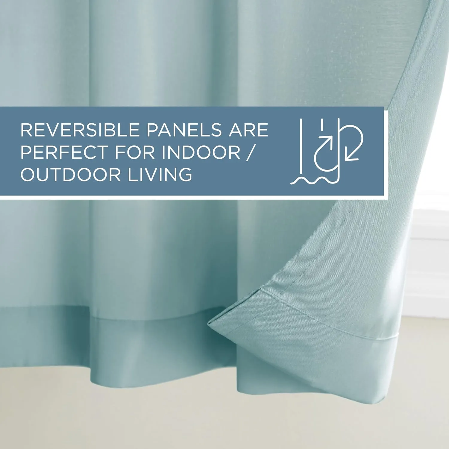 TOWN & COUNTRY BASICS Cabana Solid Heavyweight Indoor Outdoor Curtains, Light Filtering Opacity with Grommet Top, Water Repellent, 2-Pack Set, 54"x84", Blue