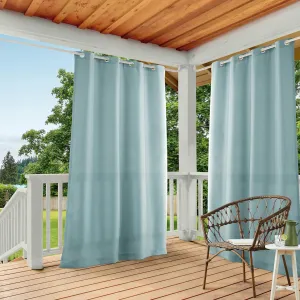 TOWN & COUNTRY BASICS Cabana Solid Heavyweight Indoor Outdoor Curtains, Light Filtering Opacity with Grommet Top, Water Repellent, 2-Pack Set, 54"x84", Blue
