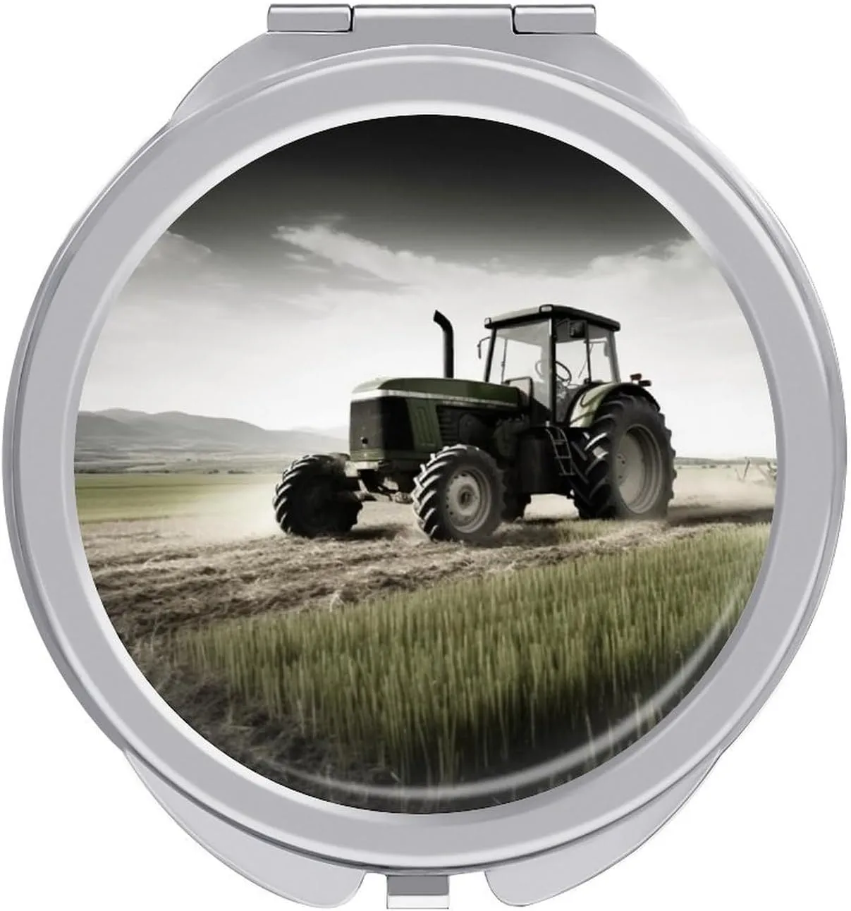 Tractor Agriculture Tranquil Travel Makeup Mirror, 1x/2x Magnification, Portable Pocket Mirror for Purse Round Mini Cosmetic Compact Mirror Cute Handbag Mirror