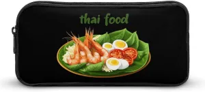 Traditional Thailand Thai Food Pencil Case Small Pen Holder Bag Makeup Pouch Stationery Organizer for Office Travel