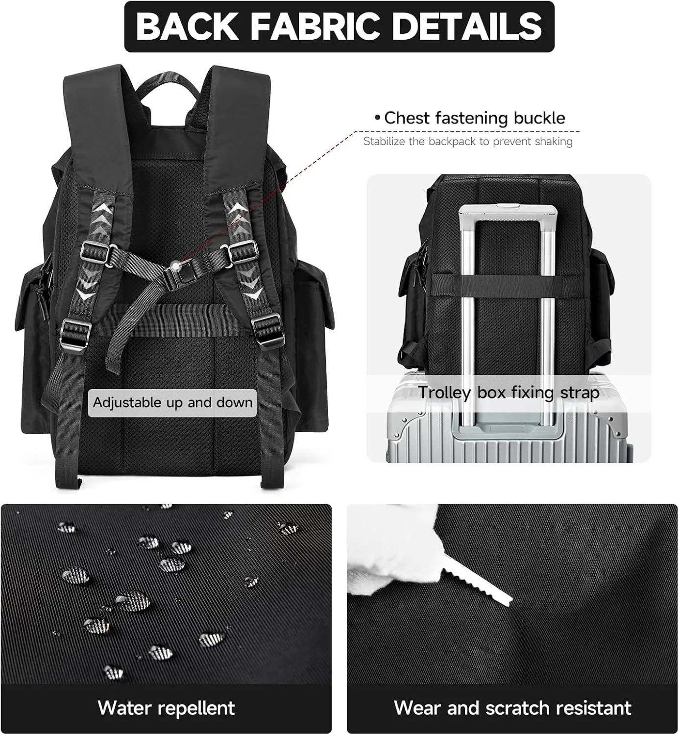 Travel Backpack for Men Women, Fits 15 Inch Laptop, Carry On Daypacks Backpacks Lightweight Hiking Backpack for Casual, Outdoor, Travel, Daily (Black)
