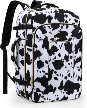 Travel Backpack for Women/Men,Waterproof Carry On Back pack with Laptop Compartment,Travel Essentials Backpack for Traveling,Business Hiking,Casual,Gym(Cow print)