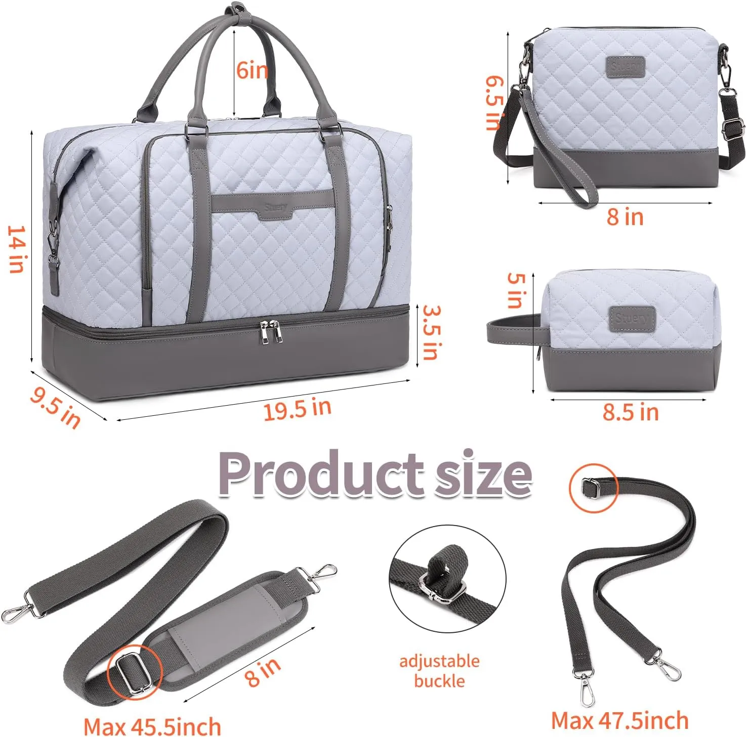 Travel Bag for Women: 21" Large Weekender Bags for Women with Shoe Compartment & Toiletry Bags, 3PCS Overnight Duffel Tote for Carry on Weekend Travel Business Trip Airplane Traveling, Gym