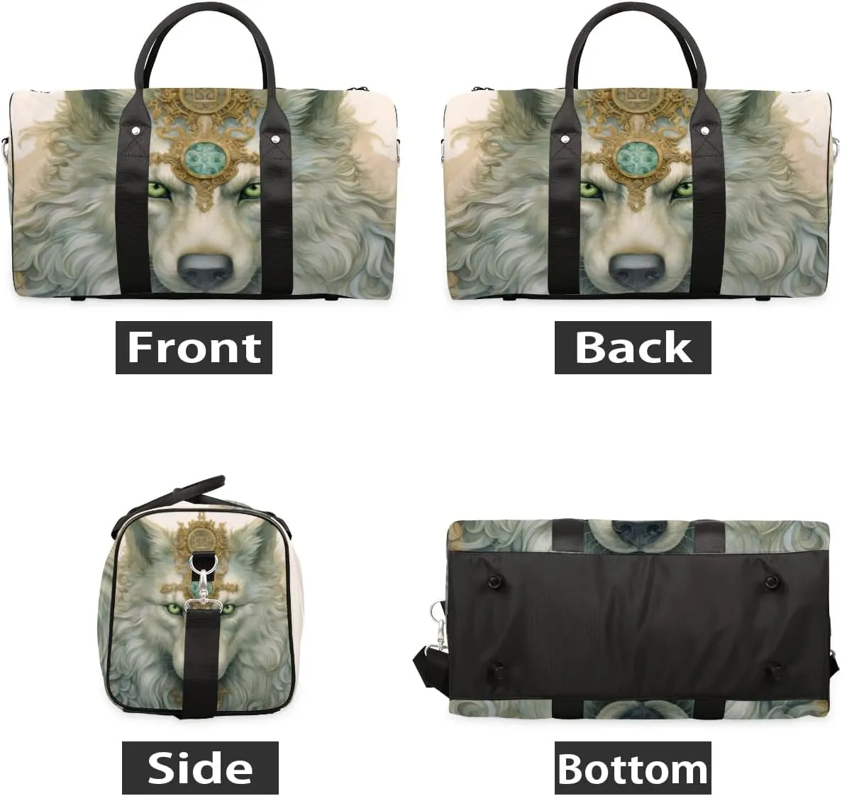 Travel Duffel Bag, Boho Animal Wolf Sports Tote Gym Bag Foldable Western Aztec Weekender Bag Carry on Luggage Handle Bag Overnight Shoulder Bag for Women Men,A-1080