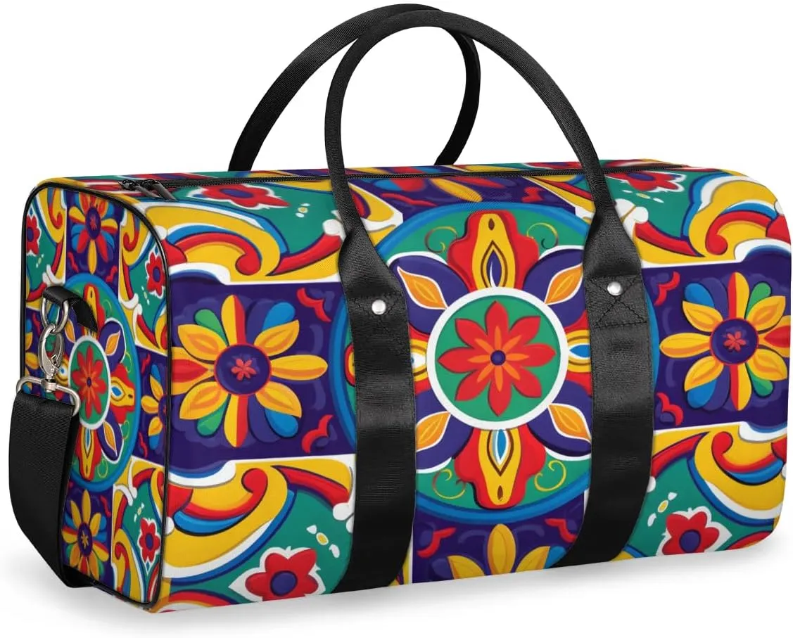 Travel Duffel Bag, Boho Mandala Sports Tote Gym Bag Foldable Western Aztec Weekender Bag Carry on Luggage Handle Bag Overnight Shoulder Bag for Women Men,A-1481
