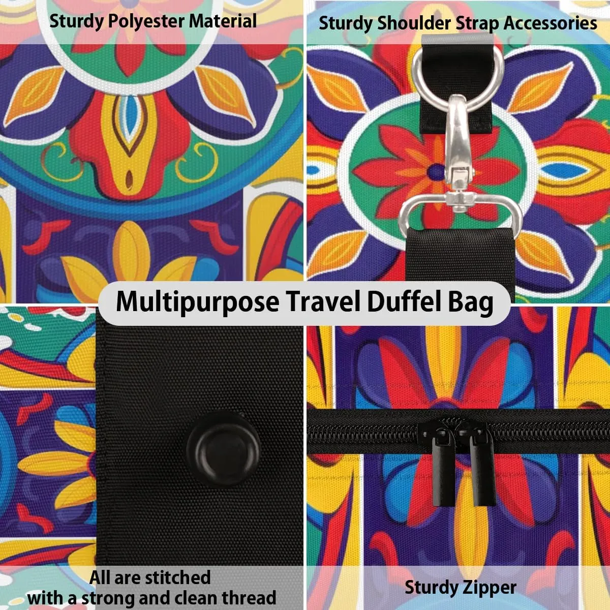 Travel Duffel Bag, Boho Mandala Sports Tote Gym Bag Foldable Western Aztec Weekender Bag Carry on Luggage Handle Bag Overnight Shoulder Bag for Women Men,A-1481