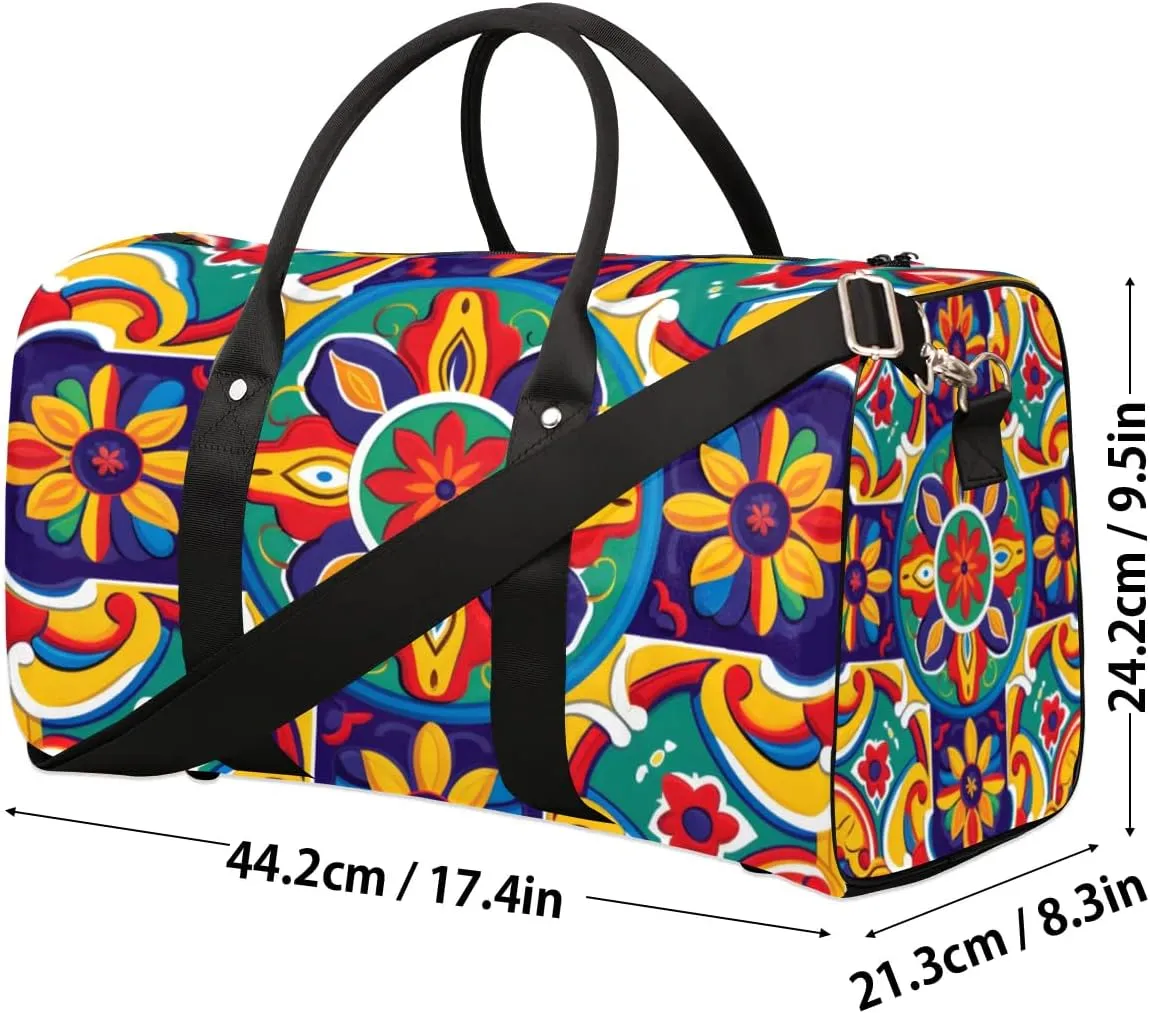 Travel Duffel Bag, Boho Mandala Sports Tote Gym Bag Foldable Western Aztec Weekender Bag Carry on Luggage Handle Bag Overnight Shoulder Bag for Women Men,A-1481