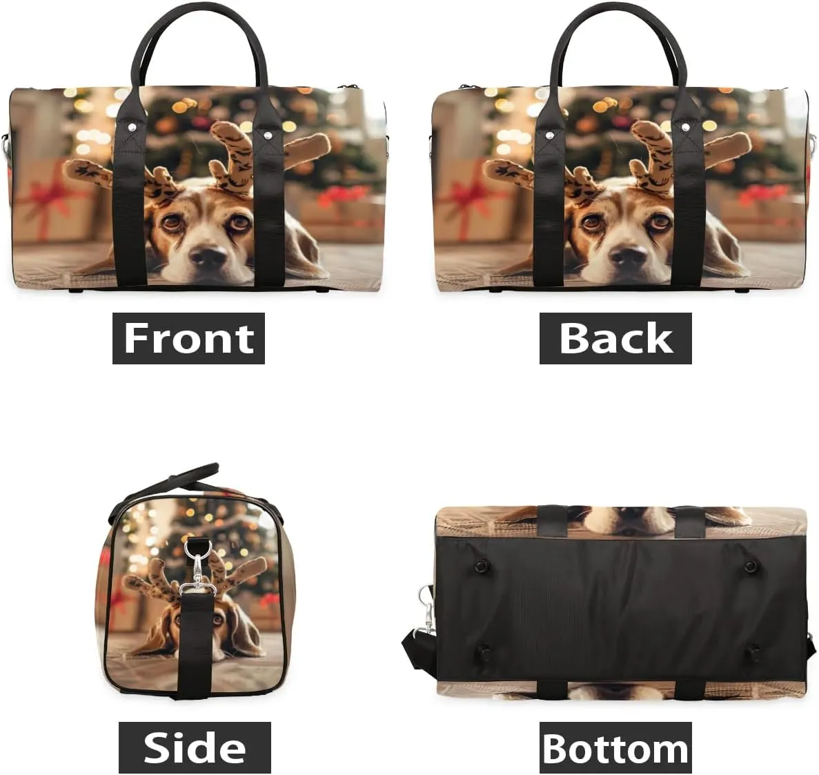 Travel Duffel Bag, Christmas Animal Dog Sports Tote Gym Bag Foldable Western Aztec Weekender Bag Carry on Luggage Handle Bag Overnight Shoulder Bag for Women Men,A-1426