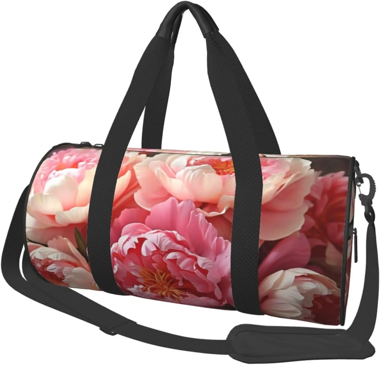 Travel Duffel Bag Foldable Weekender Overnight Bag Peony Flowers Blossom Sports Tote Gym Bag Large Capacity Lightweight Carry On Luggage Bag for Men Women