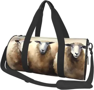 Travel Duffel Bag Foldable Weekender Overnight Bag Sheeps Watercolor Sports Tote Gym Bags Large Capacity Lightweight Carry On Luggage Bags for Men Women