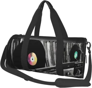 Travel Duffel Bag Foldable Weekender Overnight Bag Vinyl Records Sports Tote Gym Bags Large Capacity Lightweight Carry On Luggage Bags for Men Women
