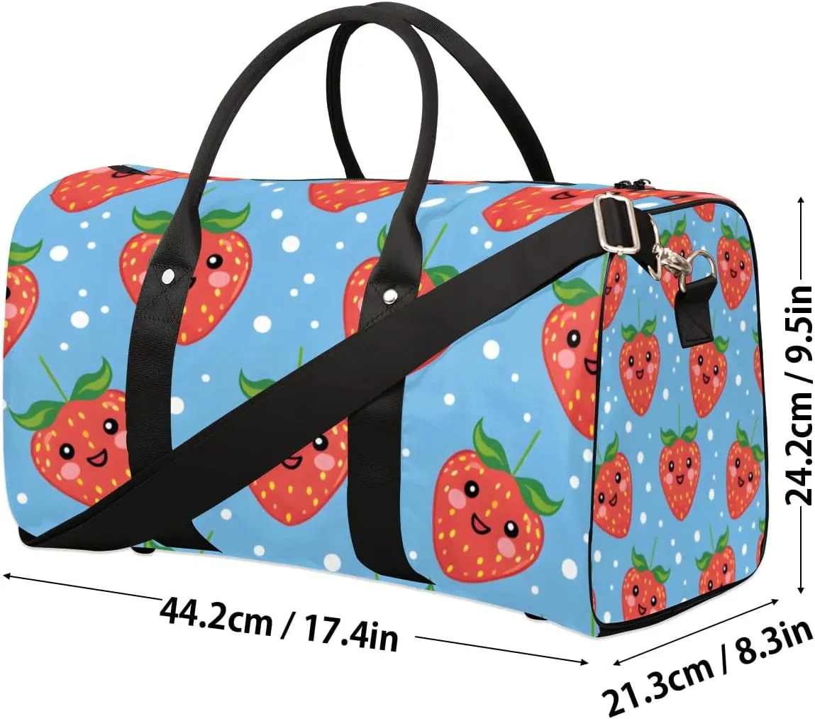 Travel Duffel Bag, Polka Dot Strawberry Sports Tote Gym Bag Foldable Western Aztec Weekender Bag Carry on Luggage Handle Bag Overnight Shoulder Bag for Women Men,A-426