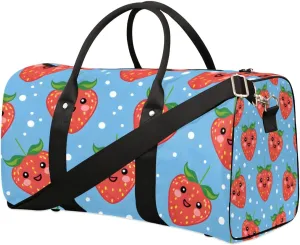 Travel Duffel Bag, Polka Dot Strawberry Sports Tote Gym Bag Foldable Western Aztec Weekender Bag Carry on Luggage Handle Bag Overnight Shoulder Bag for Women Men,A-426
