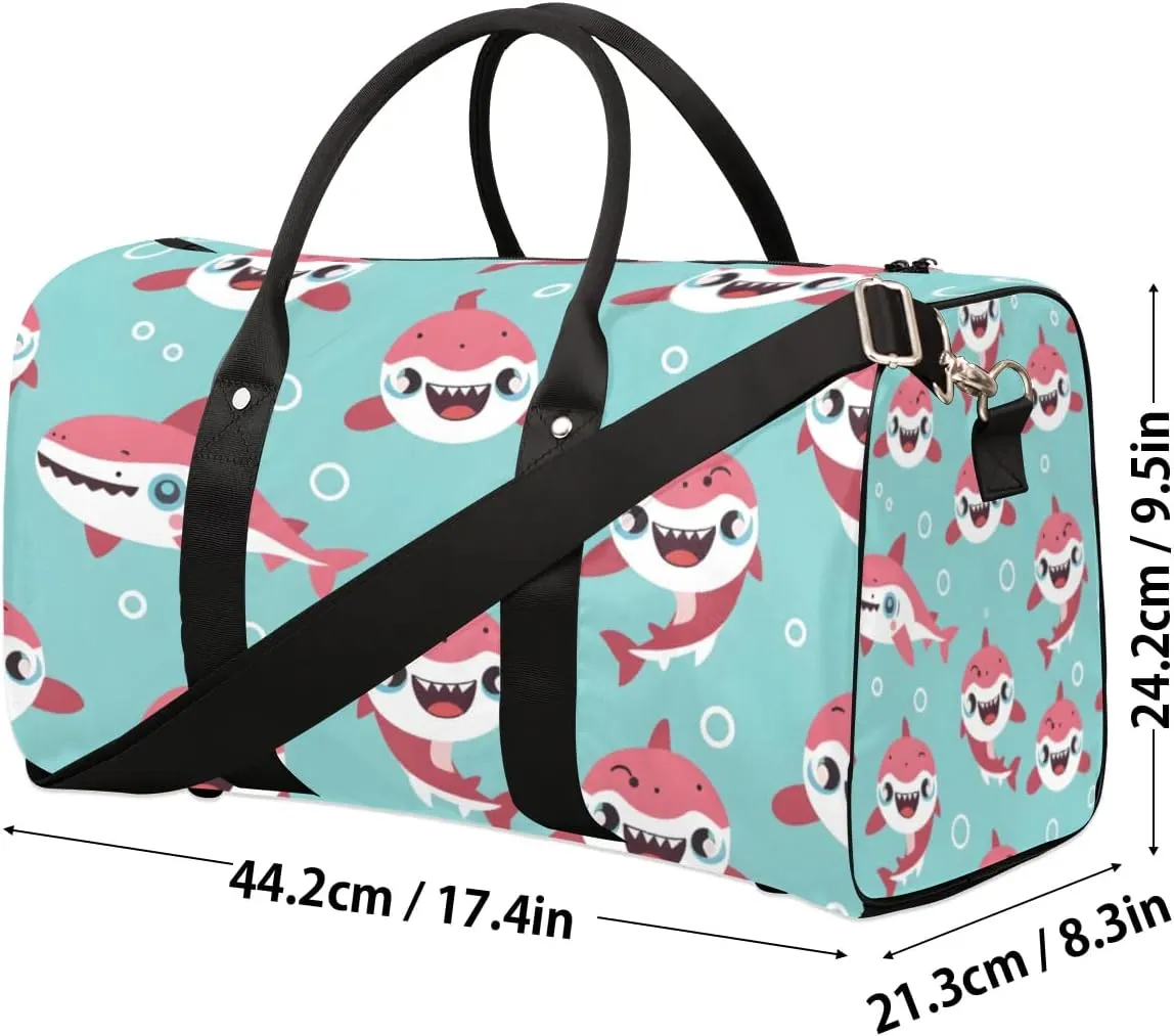 Travel Duffel Bag, Shark Ocean Animal Sports Tote Gym Bag Foldable Western Aztec Weekender Bag Carry on Luggage Handle Bag Overnight Shoulder Bag for Women Men,A-779