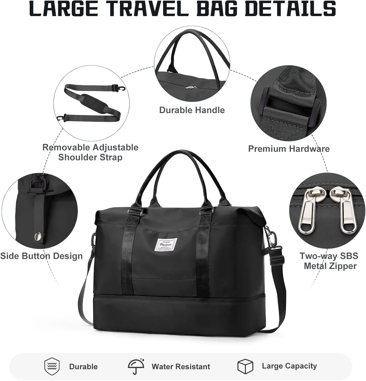 Travel Duffel Bag with Shoes Compartment, Overnight Weekender Bags for Women, Carry on Personal Item Travel Set