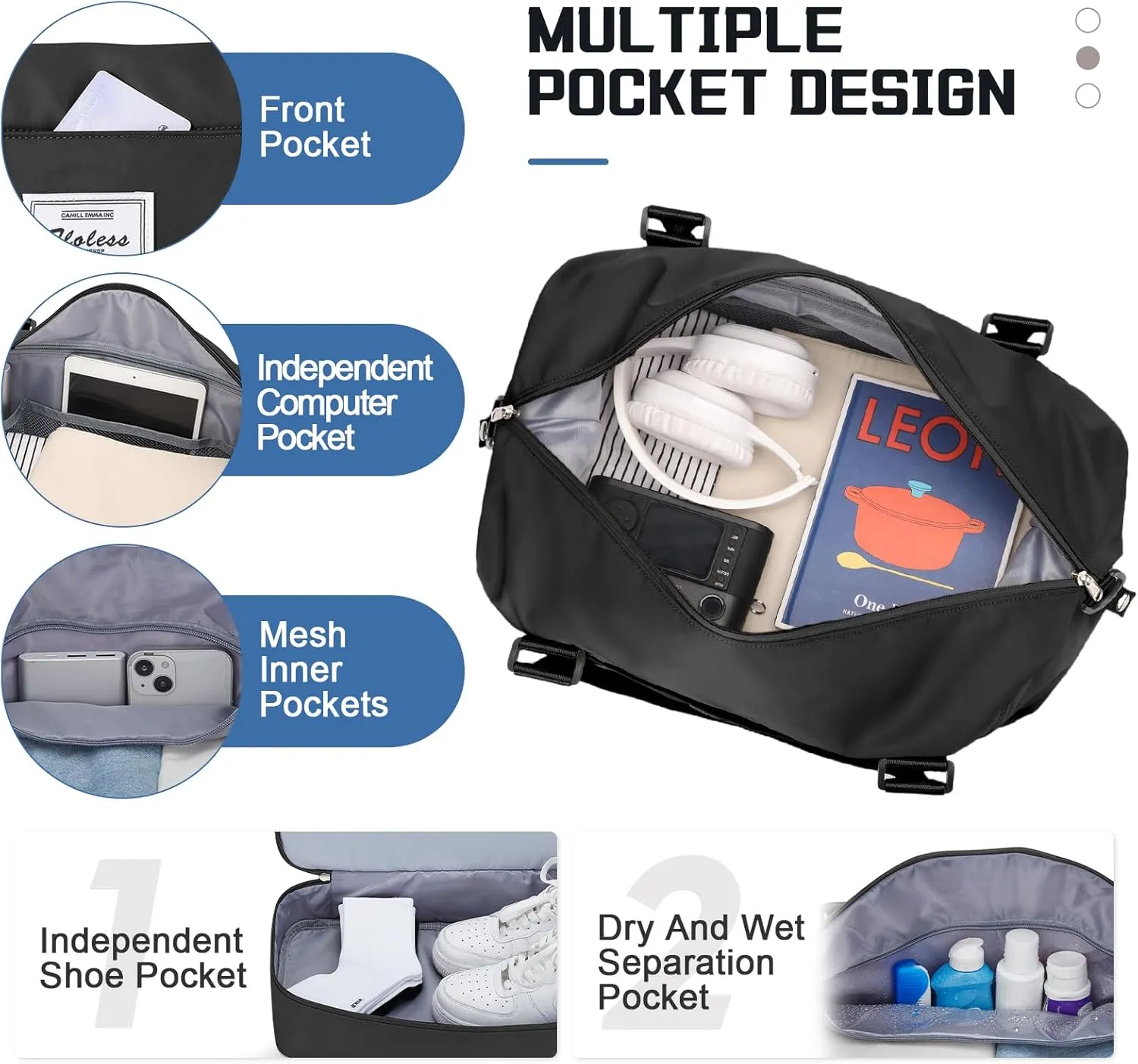 Travel Duffel Bag with Shoes Compartment, Overnight Weekender Bags for Women, Carry on Personal Item Travel Set