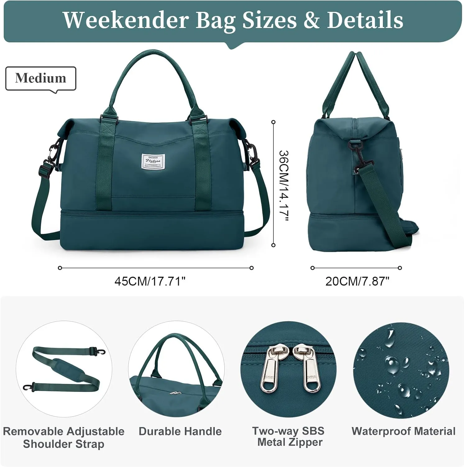 Travel Duffel Bag with Shoes Compartment, Overnight Weekender Bags for Women,Carry on Personal Item Bag,Medium Size