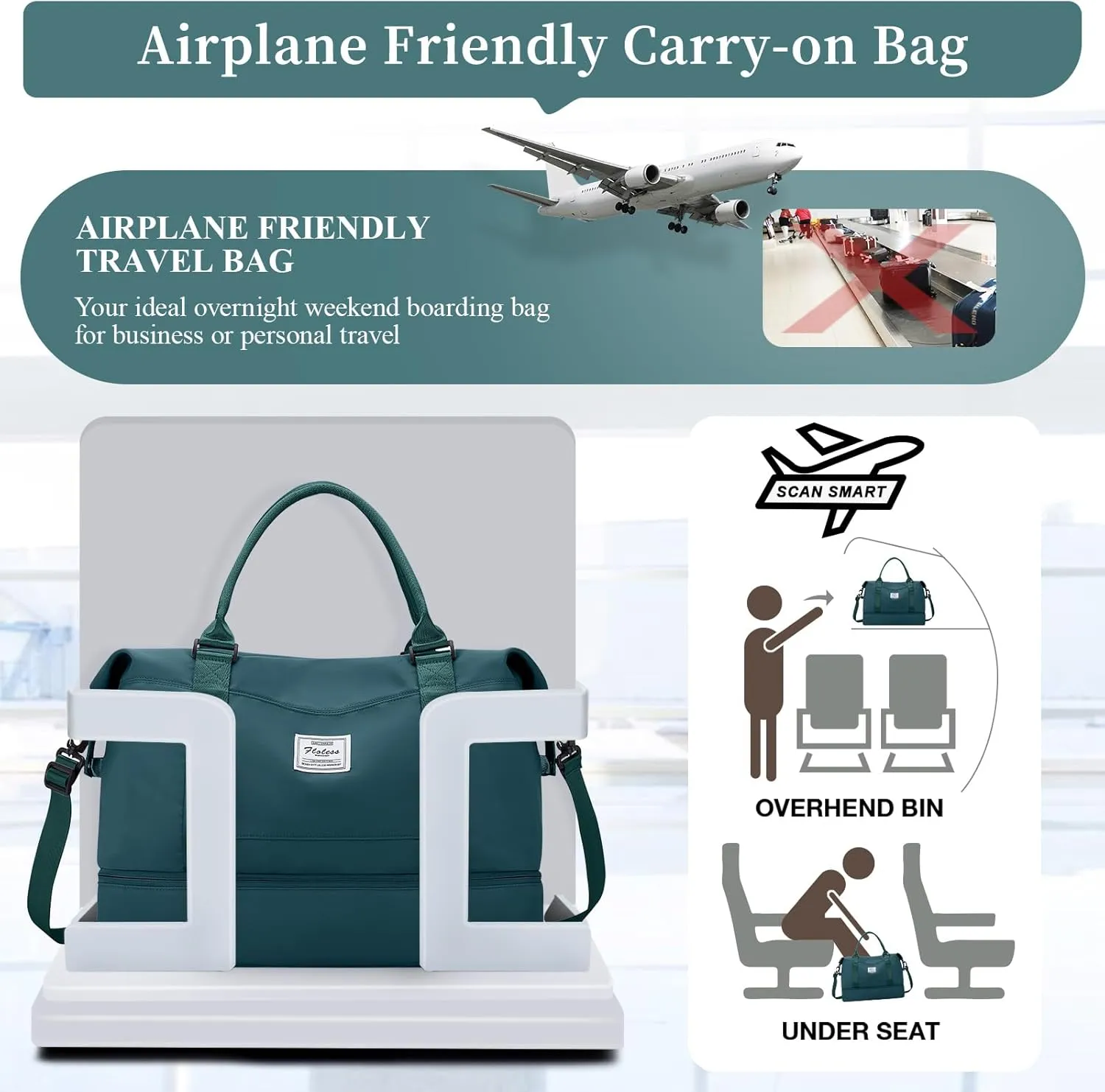 Travel Duffel Bag with Shoes Compartment, Overnight Weekender Bags for Women,Carry on Personal Item Bag,Medium Size