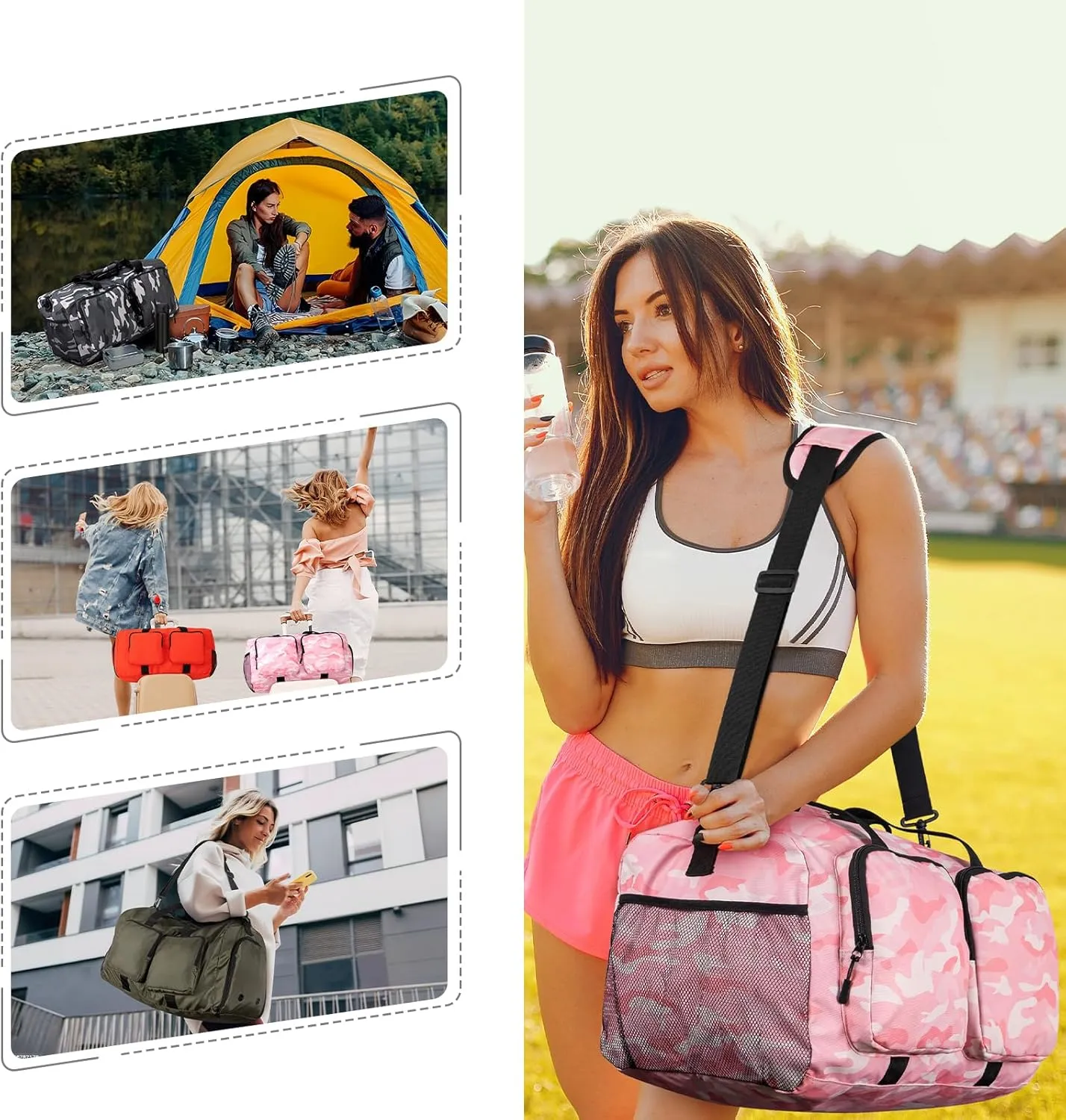 Travel Duffel Bags 40L,Gym Bag, Travel Bag, Duffle Bag Women, Foldable Overnight Weekender Bags for Women & Men with Adjustable Shoulder Strap