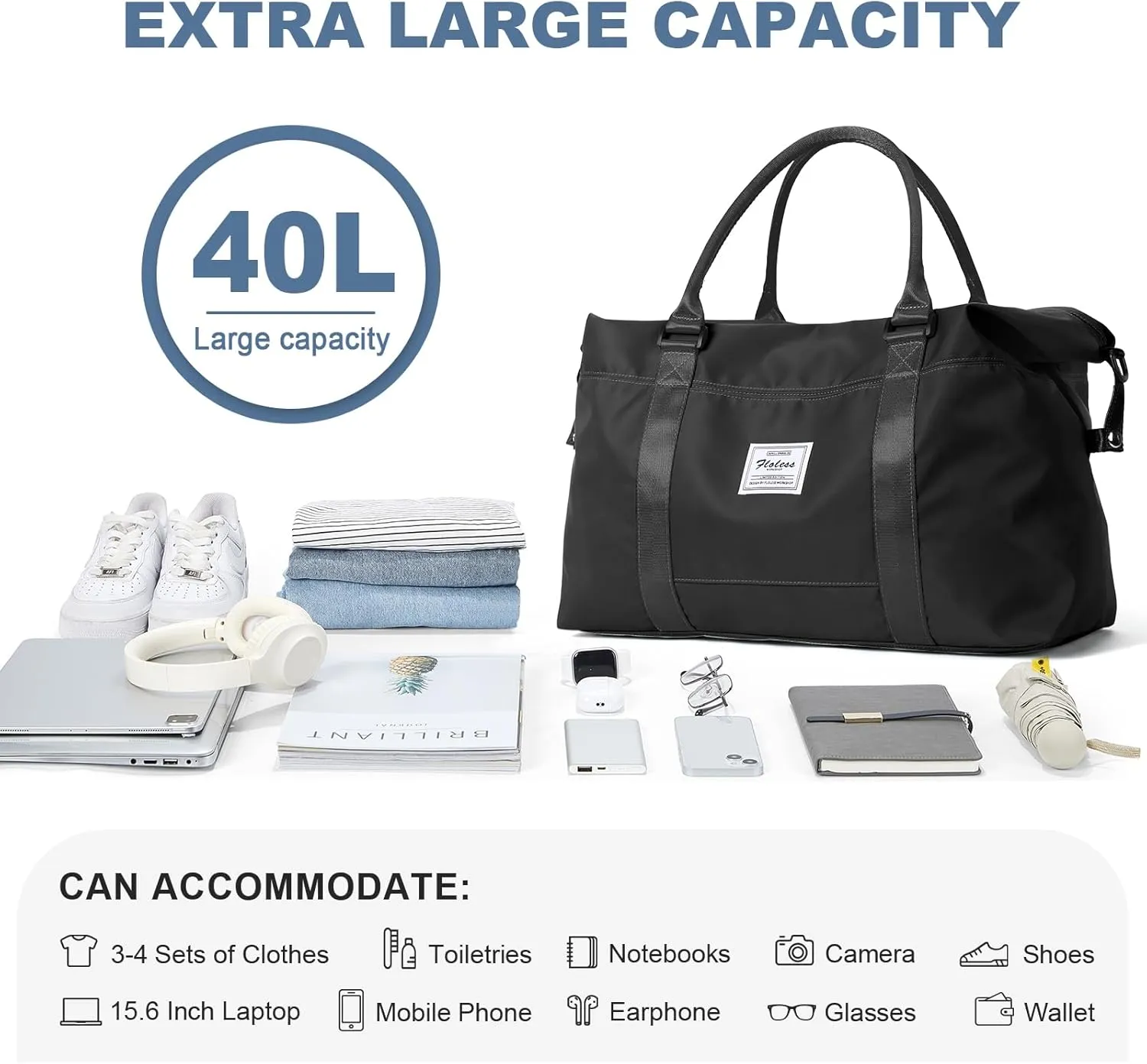 Travel Duffel Bag,Sports Tote Gym Bag,Shoulder Weekender Overnight Bag for Women