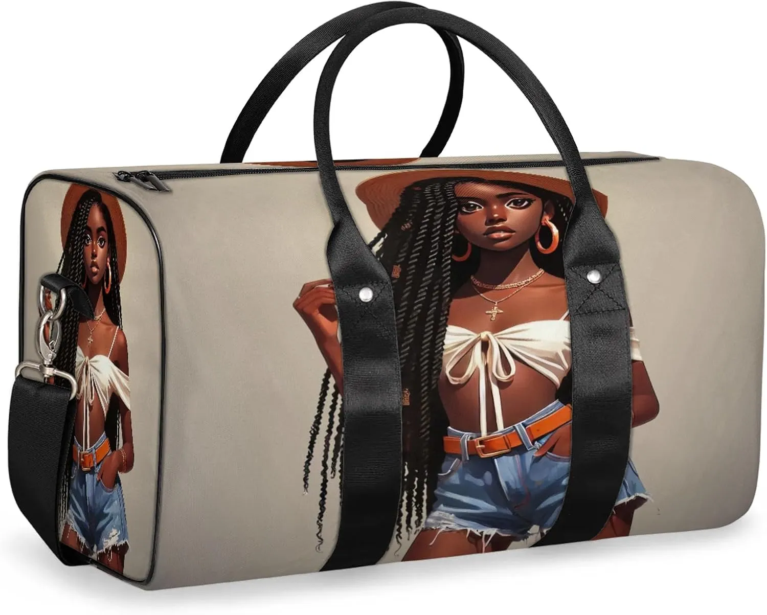 Travel Duffle Bag Africa Black Girl Sports Gym Bags for Women Men Weekender Overnight Bags Waterproof Carry On Tote Bag Workout Bag for Dance Swimming Yoga Hospital