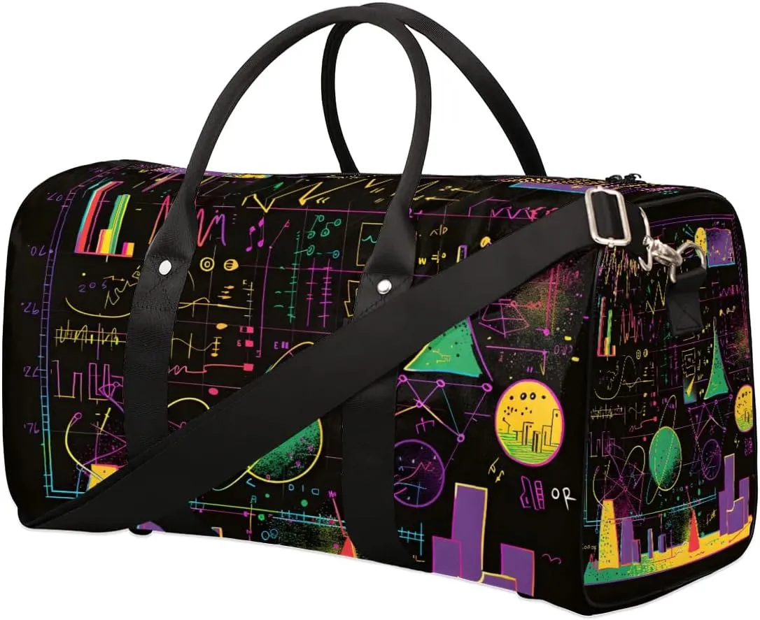Travel Duffle Bag Colorful Abstract Education Sports Gym Bag for Women Men Gym Bag Weekender Overnight Bags Waterproof Carry On Tote Bag Workout Bag Dance Swimming Yoga Hospital Maternity Bag