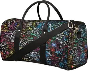 Travel Duffle Bag Colorful Education Abstract English Sports Gym Bag for Women Men Gym Bag Weekender Overnight Bags Waterproof Carry On Tote Bag Workout Bag Dance Swimming Yoga Hospital Maternity Bag