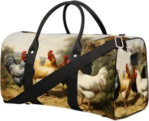 Travel Duffle Bag Farm Chickens Gym Bags for Men Women Travel Duffel Bags with Adjustable Shoulder Strap Carry On Weekender Bag