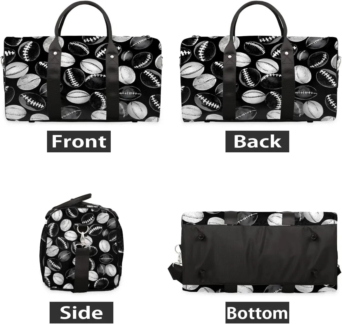 Travel Duffle Bag Football Print Gym Bags for Men Women Travel Duffel Bags with Adjustable Shoulder Strap Carry On Weekender Bag