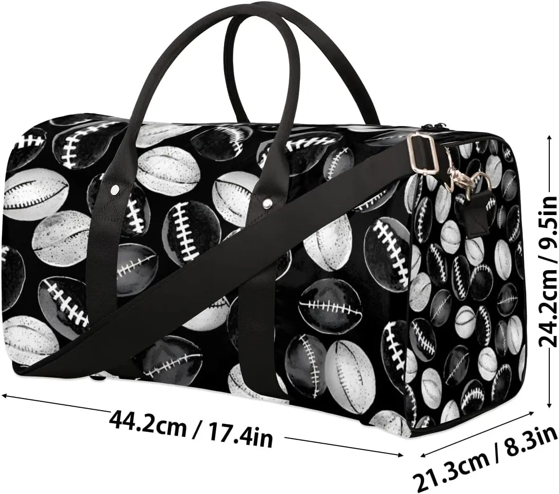 Travel Duffle Bag Football Print Gym Bags for Men Women Travel Duffel Bags with Adjustable Shoulder Strap Carry On Weekender Bag