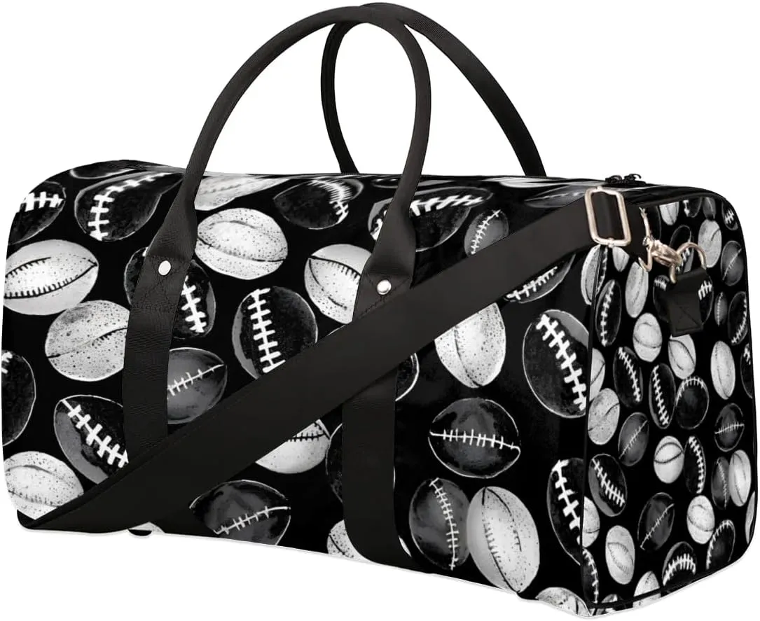 Travel Duffle Bag Football Print Gym Bags for Men Women Travel Duffel Bags with Adjustable Shoulder Strap Carry On Weekender Bag