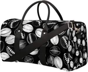 Travel Duffle Bag Football Print Gym Bags for Men Women Travel Duffel Bags with Adjustable Shoulder Strap Carry On Weekender Bag