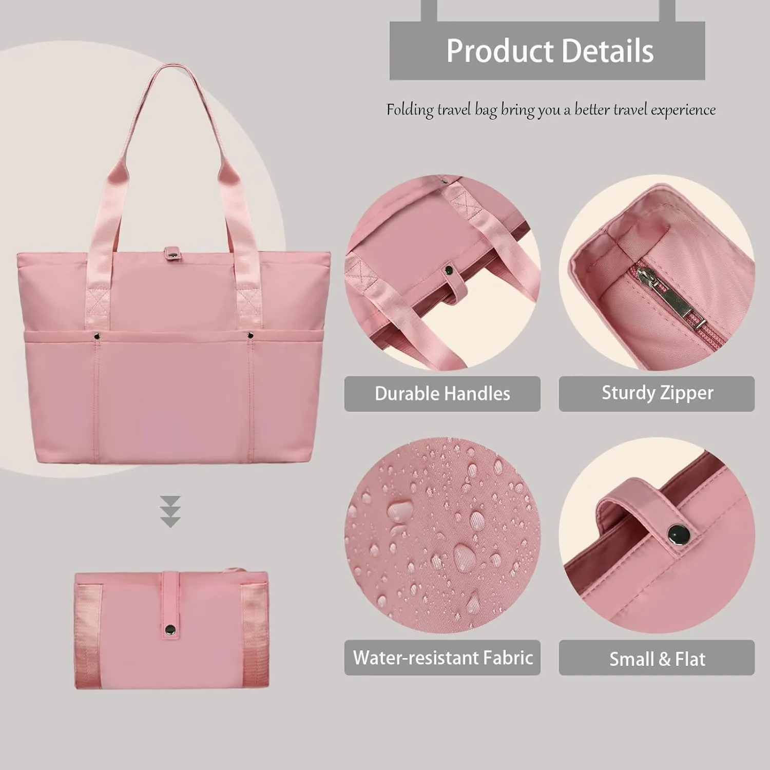 Travel Duffle Bag for Women, Foldable Travel Bag With Zipper Top Handle Handbag Large Shoulder Bag for Gym Tote
