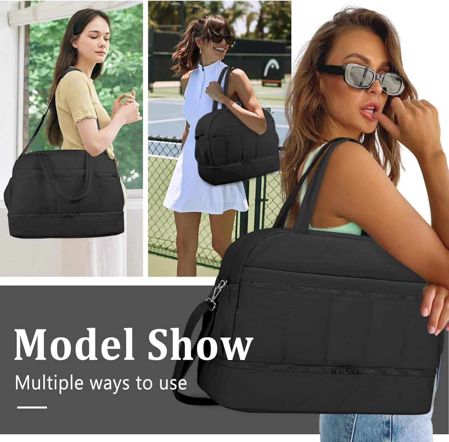 Travel Duffle bag for Women, Weekender Overnight Bags with Shoe Compartment, Carry on Travel Tote Gym Duffel Bag for Women