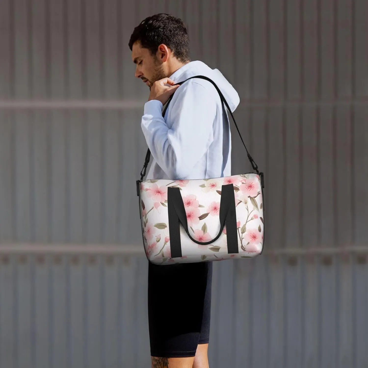 Travel Duffle Bag Japanese Cherry Flower Weekender Overnight Bags Luggage Bag for Women Men Waterproof Sports Gym Bag Hand Bag with Shoulder Strap