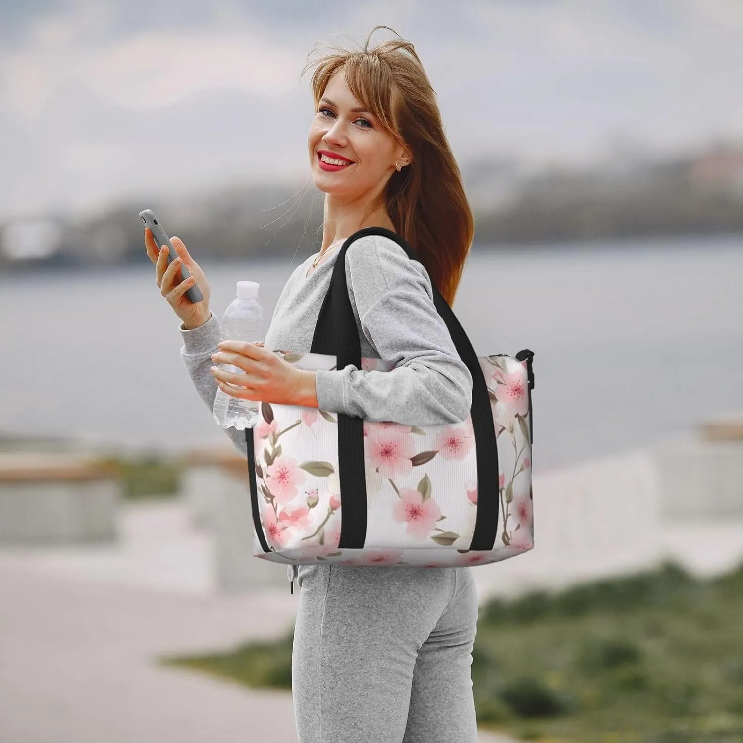 Travel Duffle Bag Japanese Cherry Flower Weekender Overnight Bags Luggage Bag for Women Men Waterproof Sports Gym Bag Hand Bag with Shoulder Strap