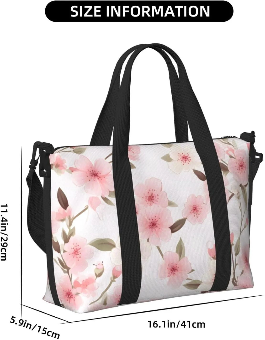 Travel Duffle Bag Japanese Cherry Flower Weekender Overnight Bags Luggage Bag for Women Men Waterproof Sports Gym Bag Hand Bag with Shoulder Strap