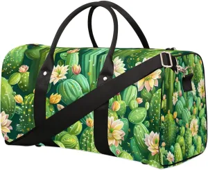Travel Duffle Bag Lively Cactus Gym Bags for Men Women Travel Duffel Bags with Adjustable Shoulder Strap Carry On Weekender Bag