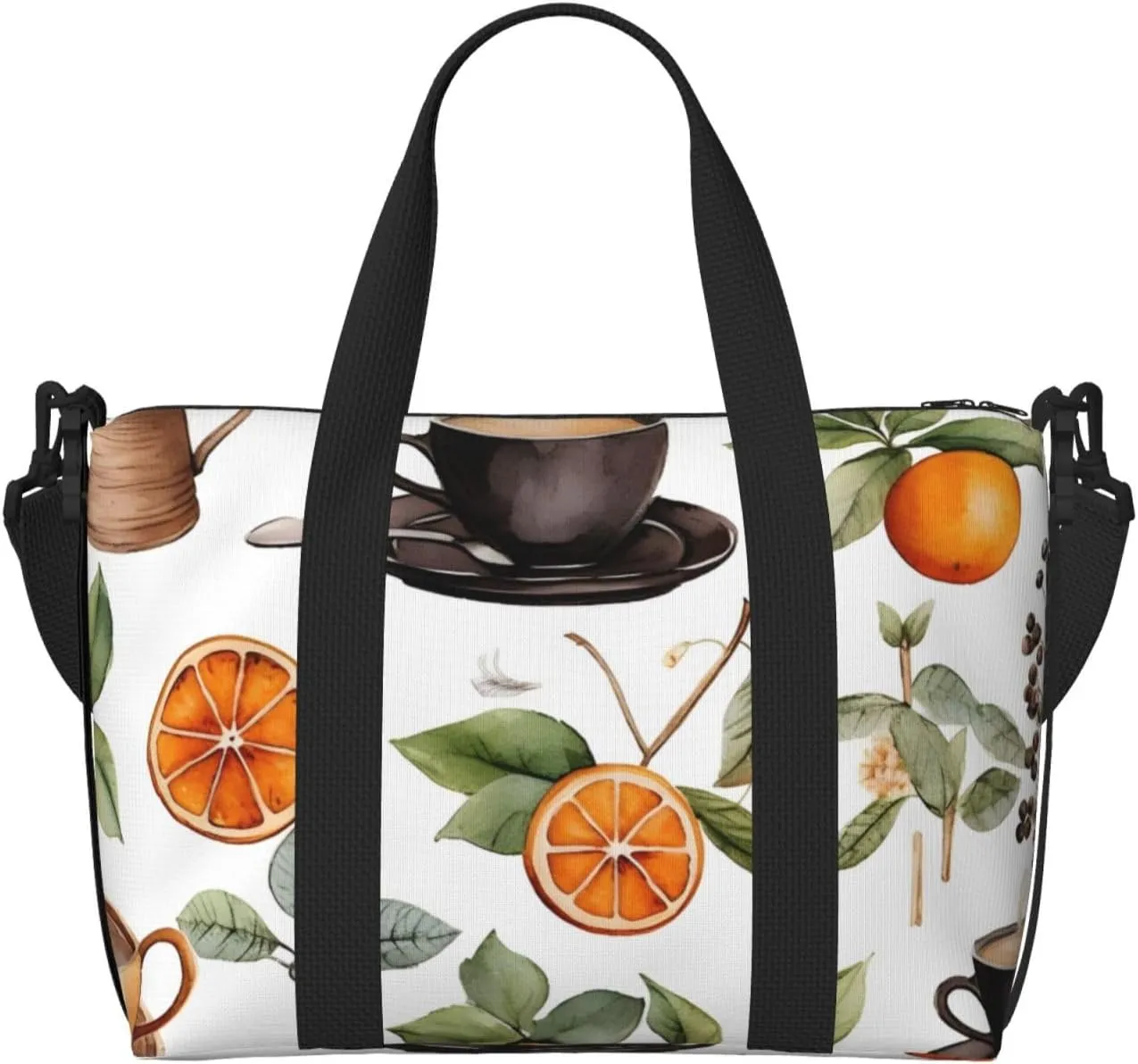 Travel Duffle Bag Orange Coffee Weekender Overnight Bags Luggage Bag for Women Men Waterproof Sports Gym Bag Hand Bag with Shoulder Strap